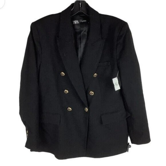 ZARA Tailored Double Breasted Black Blazer. - Picture 4 of 4